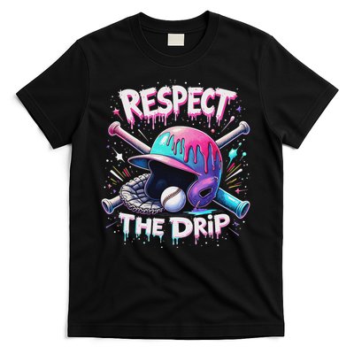 Respect The Drip Baseball Ice Cream Drip Vibes Squad T-Shirt