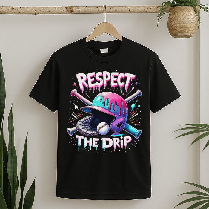 Respect The Drip Baseball Ice Cream Drip Vibes Squad T-Shirt
