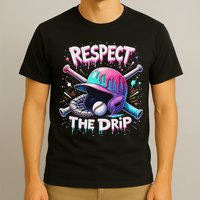 Respect The Drip Baseball Ice Cream Drip Vibes Squad T-Shirt