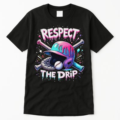 Respect The Drip Baseball Ice Cream Drip Vibes Squad Tall T-Shirt