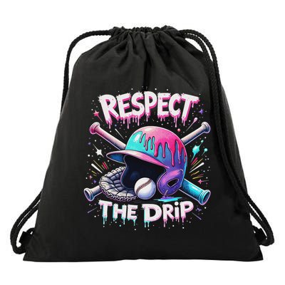 Respect The Drip Baseball Ice Cream Drip Vibes Squad Drawstring Bag