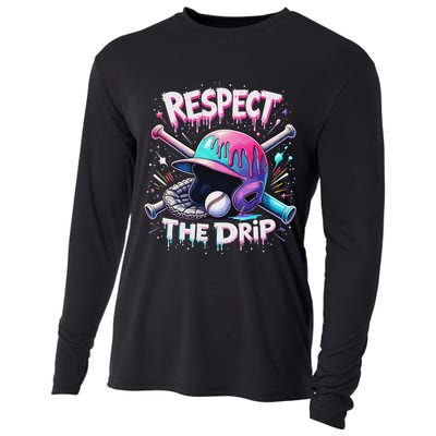 Respect The Drip Baseball Ice Cream Drip Vibes Squad Cooling Performance Long Sleeve Crew