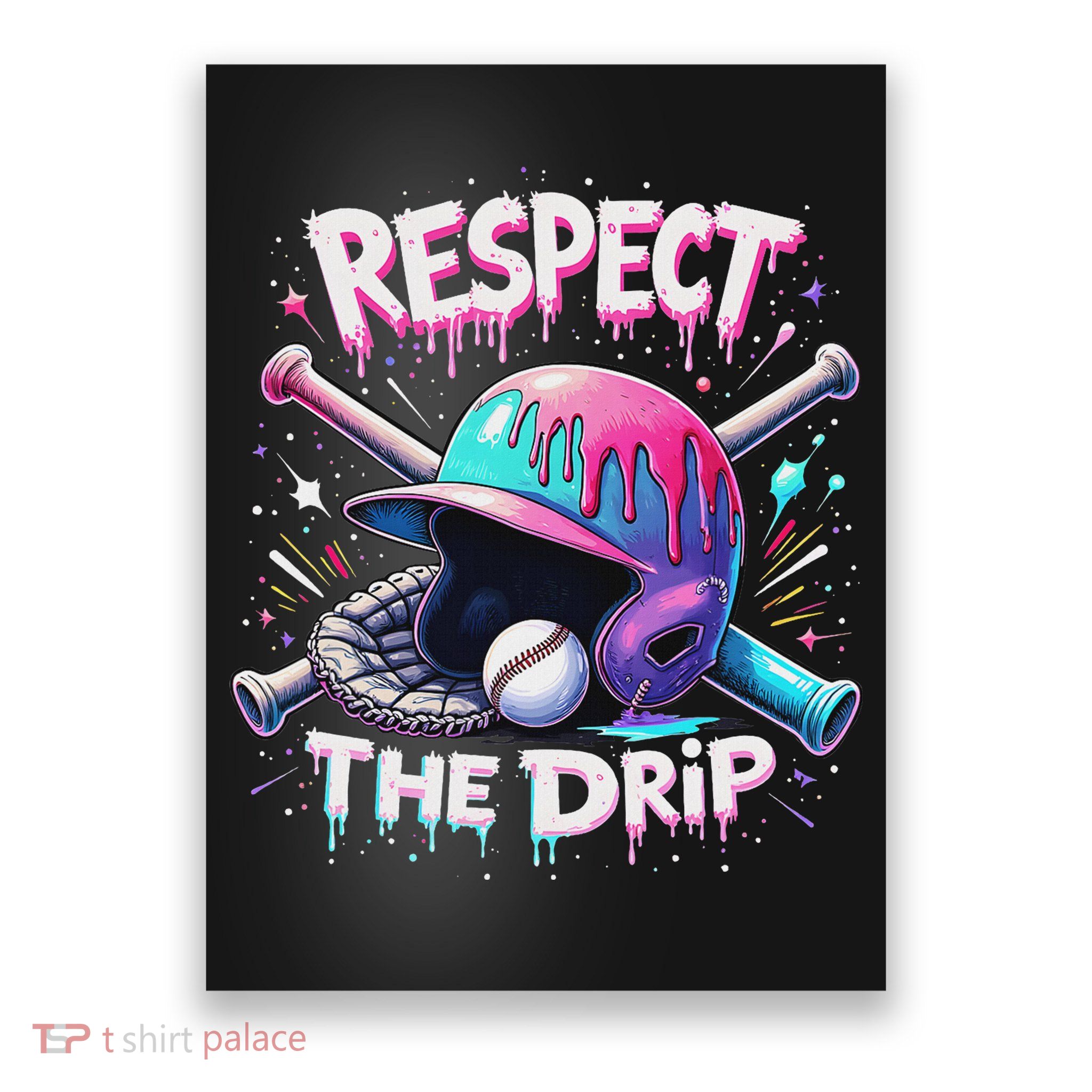 Respect The Drip Baseball Ice Cream Drip Vibes Squad Poster
