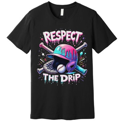 Respect The Drip Baseball Ice Cream Drip Vibes Squad Premium T-Shirt