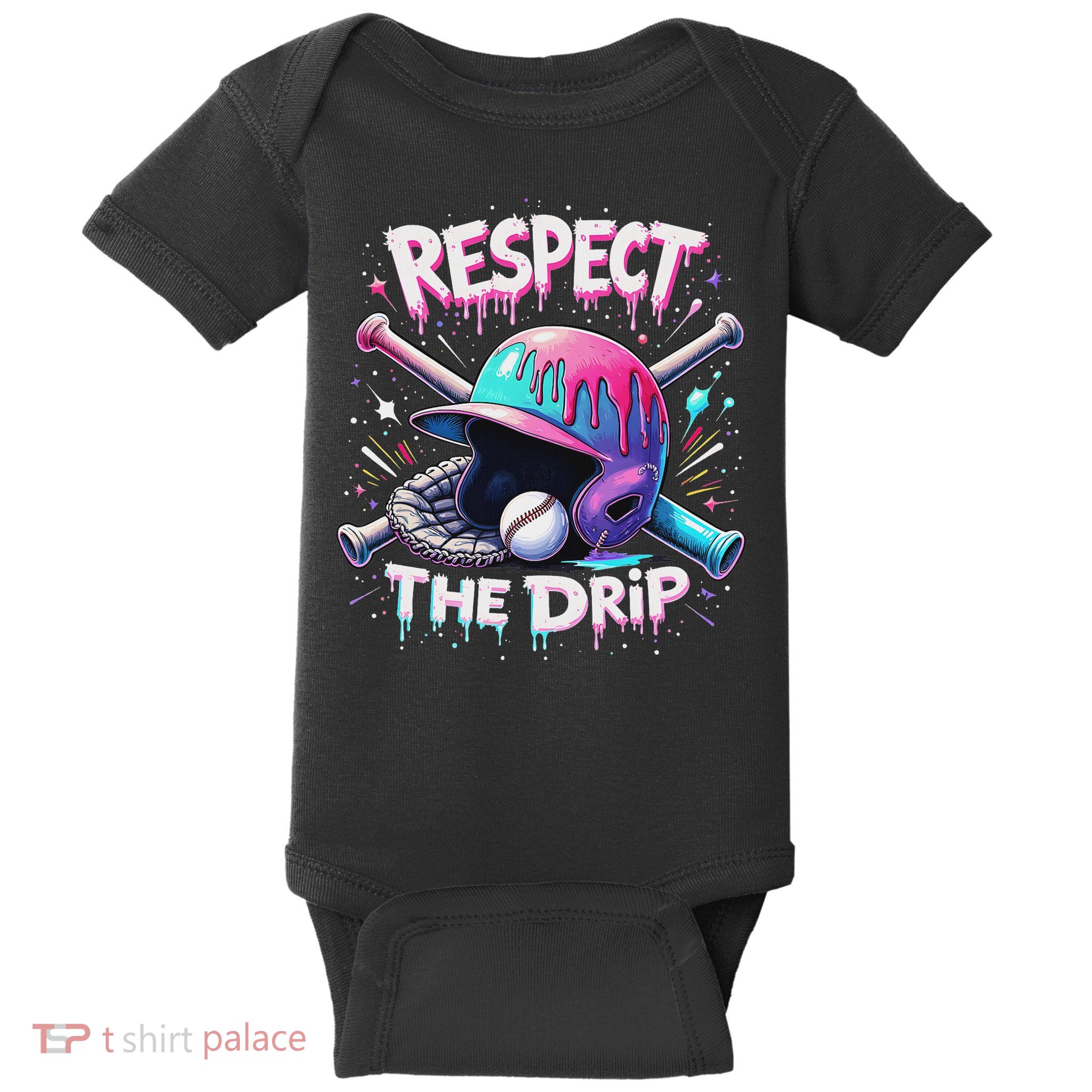Respect The Drip Baseball Ice Cream Drip Vibes Squad Baby Bodysuit