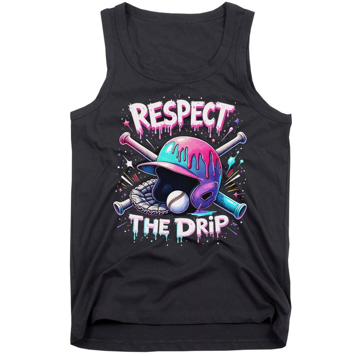 Respect The Drip Baseball Ice Cream Drip Vibes Squad Tank Top