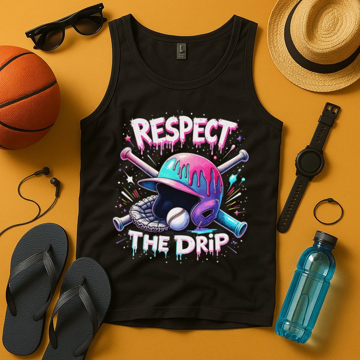 Respect The Drip Baseball Ice Cream Drip Vibes Squad Tank Top