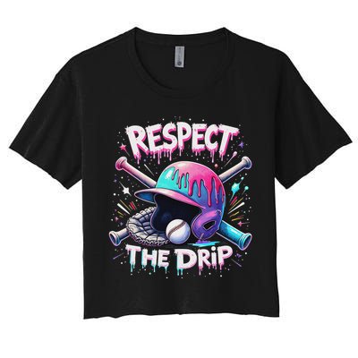 Respect The Drip Baseball Ice Cream Drip Vibes Squad Crop Top