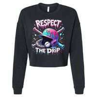 Respect The Drip Baseball Ice Cream Drip Vibes Squad Cropped Pullover Crew