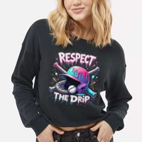 Respect The Drip Baseball Ice Cream Drip Vibes Squad Cropped Pullover Crew