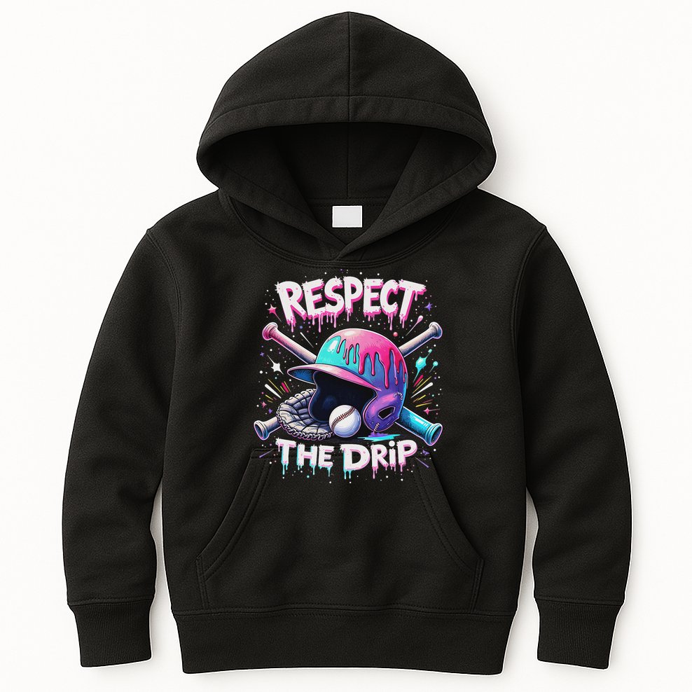Respect The Drip Baseball Ice Cream Drip Vibes Squad Kids Hoodie