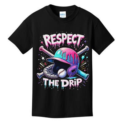 Respect The Drip Baseball Ice Cream Drip Vibes Squad Kids T-Shirt