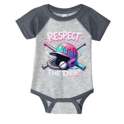 Respect The Drip Baseball Ice Cream Drip Vibes Squad Infant Baby Jersey Bodysuit