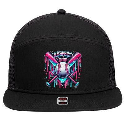 Respect The Drip Ice Cream Dripping 7 Panel Mesh Trucker Snapback Hat