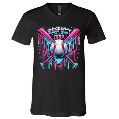 Respect The Drip Ice Cream Dripping V-Neck T-Shirt