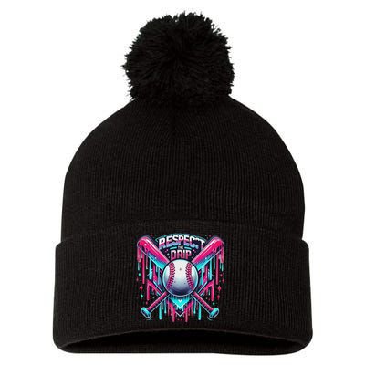 Respect The Drip Ice Cream Dripping Pom Pom 12in Knit Beanie