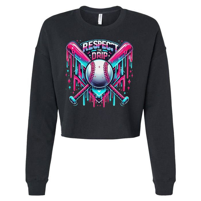 Respect The Drip Ice Cream Dripping Cropped Pullover Crew