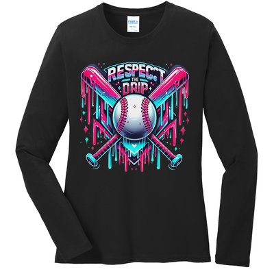 Respect The Drip Ice Cream Dripping Ladies Long Sleeve Shirt