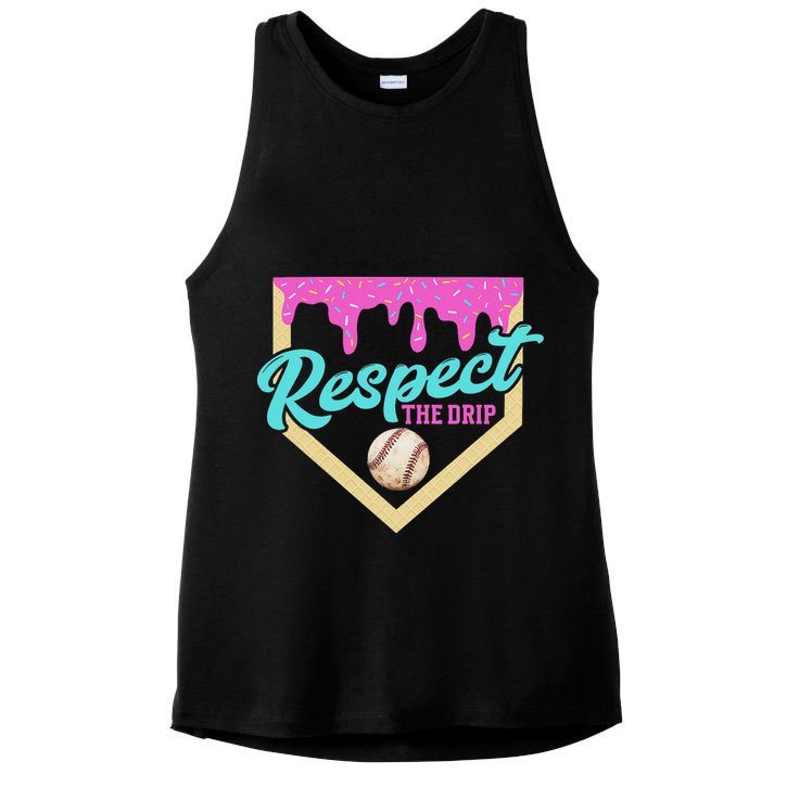 Respect The Drip Ice Cream Dripping Ladies PosiCharge Tri-Blend Wicking Tank