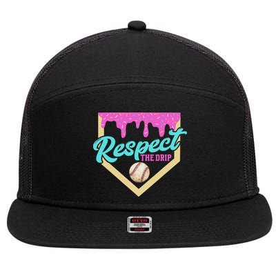 Respect The Drip Ice Cream Dripping 7 Panel Mesh Trucker Snapback Hat