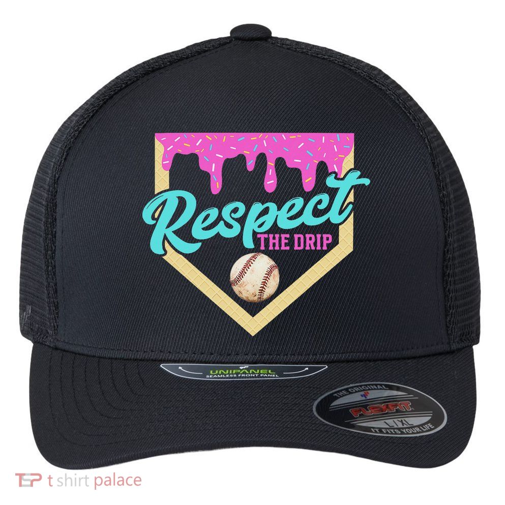 Respect The Drip Ice Cream Dripping Flexfit Unipanel Trucker Cap