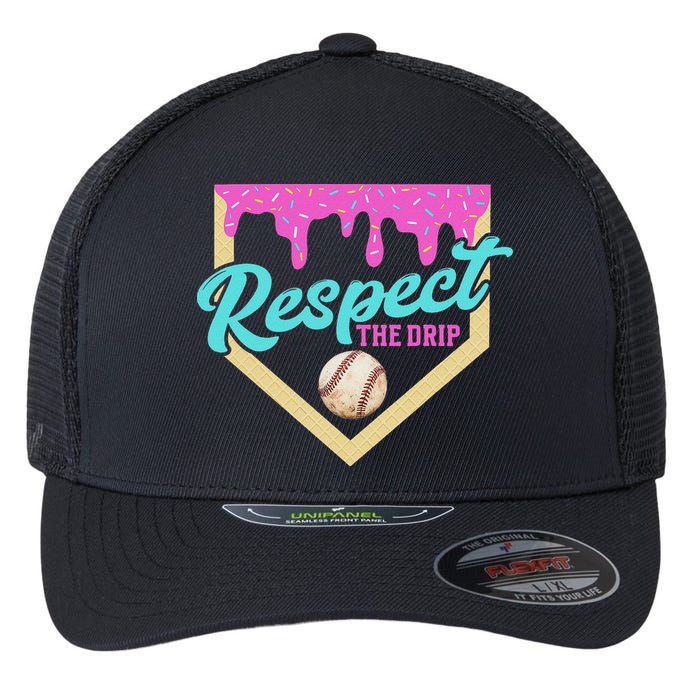 Respect The Drip Ice Cream Dripping Flexfit Unipanel Trucker Cap