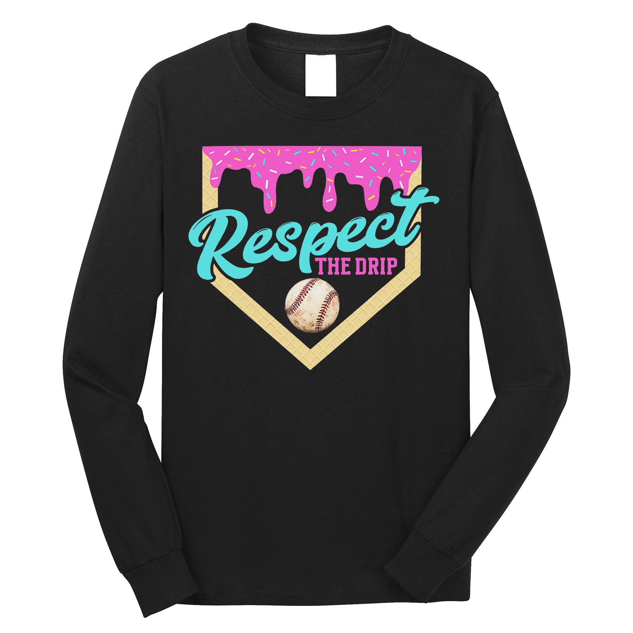 Respect The Drip Ice Cream Dripping Long Sleeve Shirt
