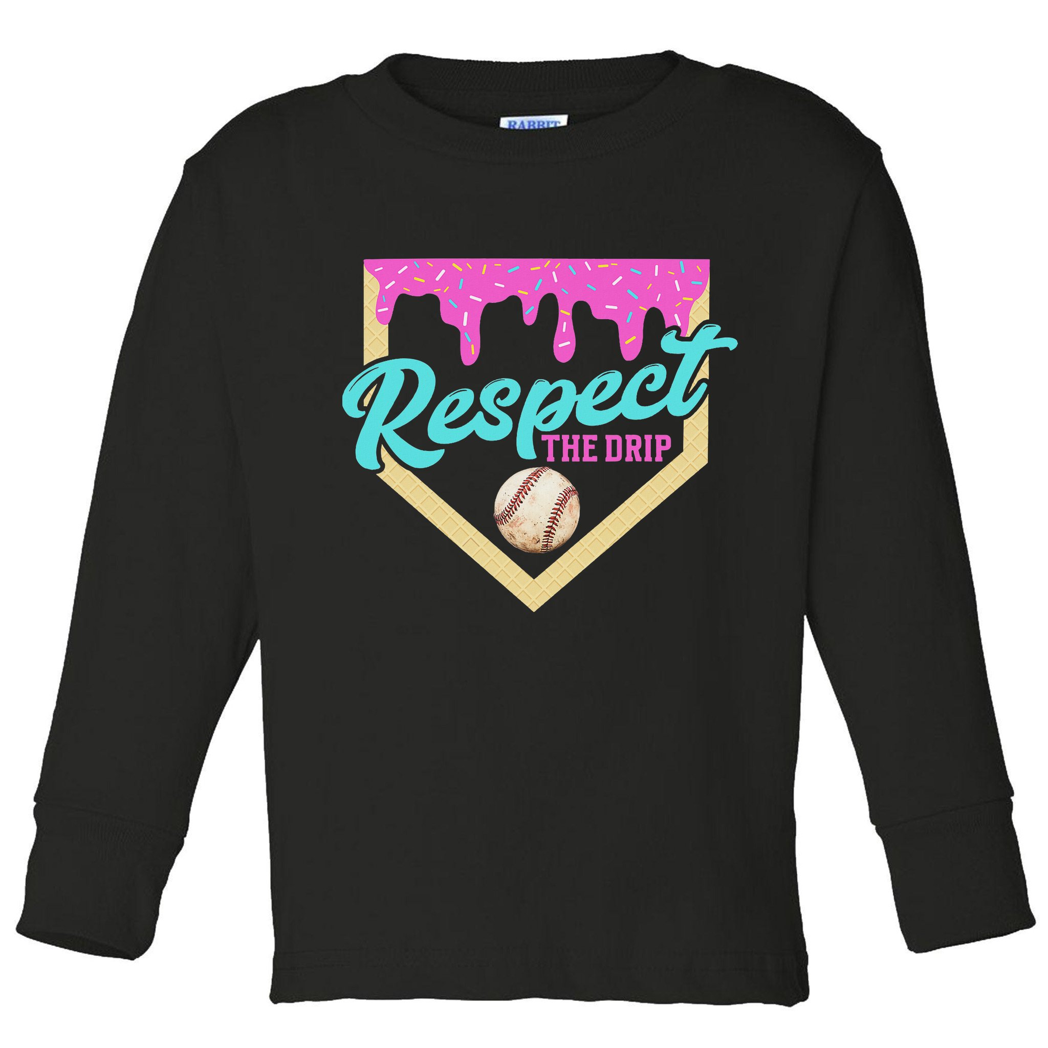 Respect The Drip Ice Cream Dripping Toddler Long Sleeve Shirt