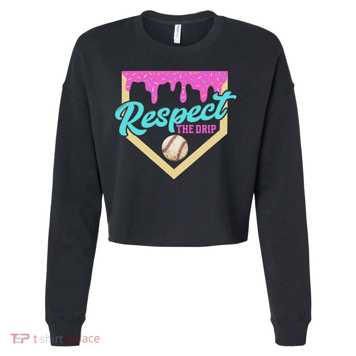 Respect The Drip Ice Cream Dripping Cropped Pullover Crew