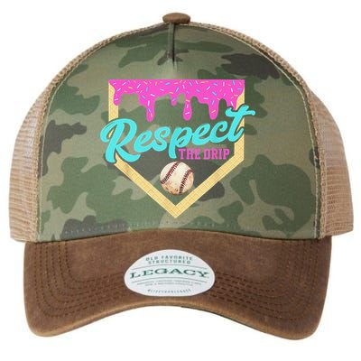 Respect The Drip Baseball Home Plate Ice Cream Dripping Legacy Tie Dye Trucker Hat