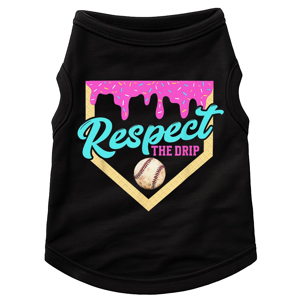Respect The Drip Baseball Home Plate Ice Cream Dripping Doggie Tank