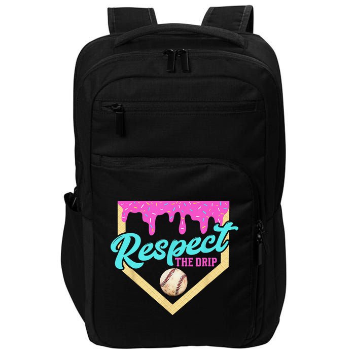 Respect The Drip Baseball Home Plate Ice Cream Dripping Impact Tech Backpack
