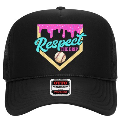 Respect The Drip Baseball Home Plate Ice Cream Dripping Trucker Hat