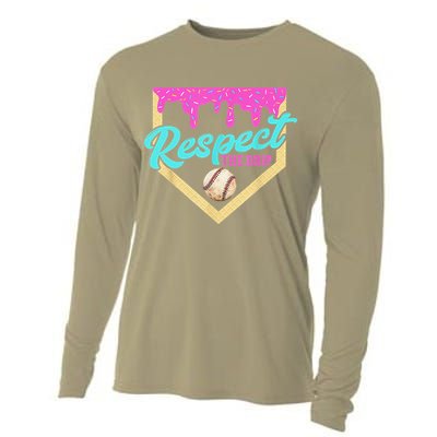 Respect The Drip Baseball Home Plate Ice Cream Dripping Cooling Performance Long Sleeve Crew