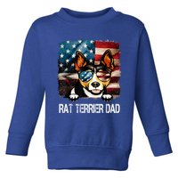 Rat Terrier Dad American Flag 4th Of July Dog Fathers Day Gift Toddler Sweatshirt