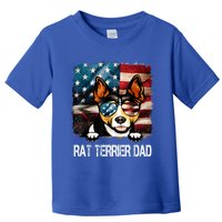 Rat Terrier Dad American Flag 4th Of July Dog Fathers Day Gift Toddler T-Shirt