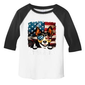 Rat Terrier Dad American Flag 4th Of July Dog Fathers Day Gift Toddler Fine Jersey T-Shirt