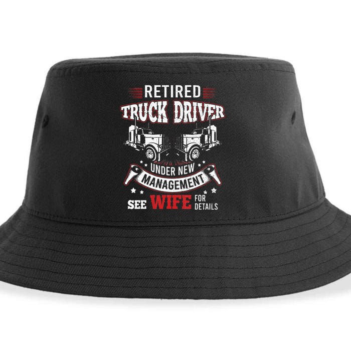 Retired Truck Driver Manage Wife Trucker Retirement Gift Sustainable Bucket Hat