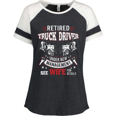 Retired Truck Driver Manage Wife Trucker Retirement Gift Enza Ladies Jersey Colorblock Tee