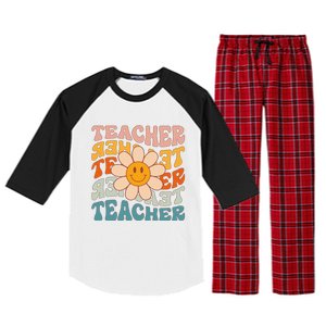 Retro Teacher Daisy Colorful Elementary School Teacher Raglan Sleeve Pajama Set