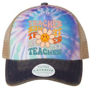 Retro Teacher Daisy Colorful Elementary School Teacher Legacy Tie Dye Trucker Hat