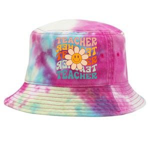 Retro Teacher Daisy Colorful Elementary School Teacher Tie-Dyed Bucket Hat