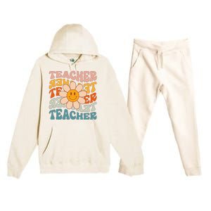 Retro Teacher Daisy Colorful Elementary School Teacher Premium Hooded Sweatsuit Set