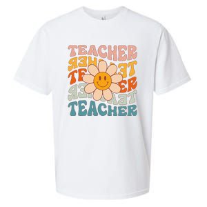 Retro Teacher Daisy Colorful Elementary School Teacher Sueded Cloud Jersey T-Shirt