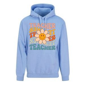 Retro Teacher Daisy Colorful Elementary School Teacher Unisex Surf Hoodie