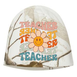 Retro Teacher Daisy Colorful Elementary School Teacher Kati - Camo Knit Beanie