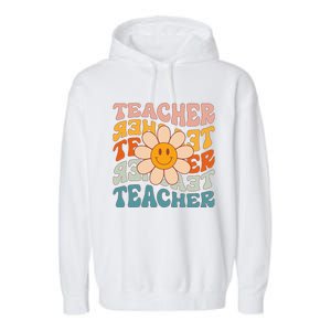 Retro Teacher Daisy Colorful Elementary School Teacher Garment-Dyed Fleece Hoodie