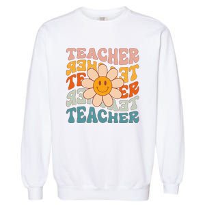 Retro Teacher Daisy Colorful Elementary School Teacher Garment-Dyed Sweatshirt