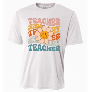 Retro Teacher Daisy Colorful Elementary School Teacher Cooling Performance Crew T-Shirt