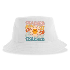 Retro Teacher Daisy Colorful Elementary School Teacher Sustainable Bucket Hat